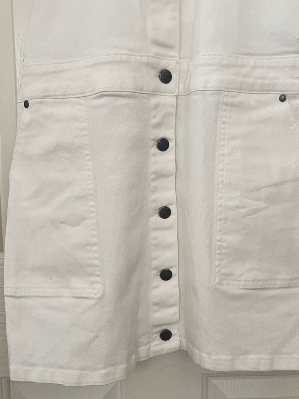 Rebecca Minkoff White Denim Button-Front Overall overalls skirt - Picture 3 of 12